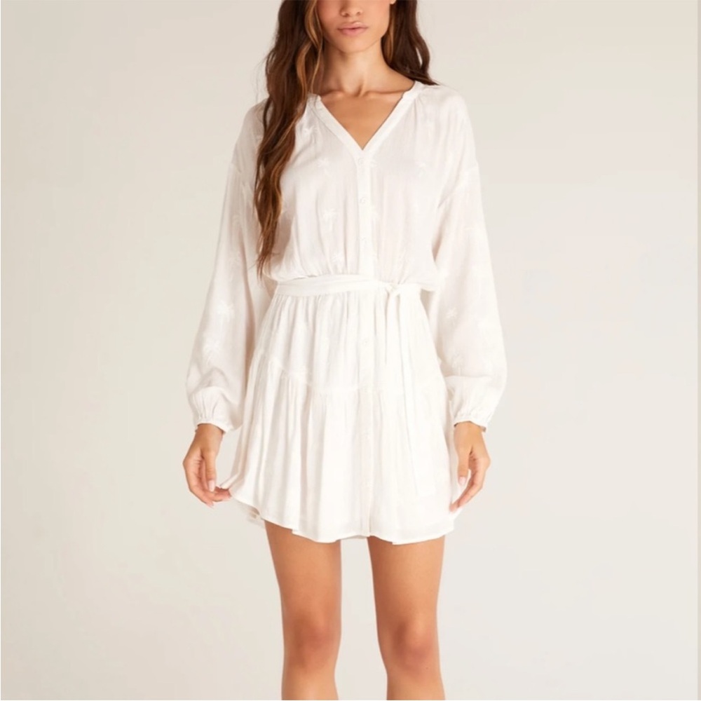 Z Supply Easy to Love Palm Mini Dress White